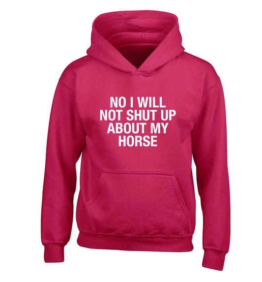 Warning may start talking about horses children's pink hoodie 12-13 Years