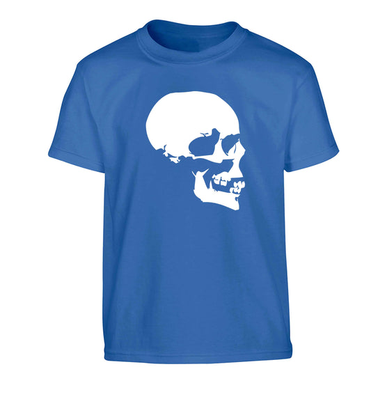 Personalised Skull Halloween Children's blue Tshirt 12-13 Years