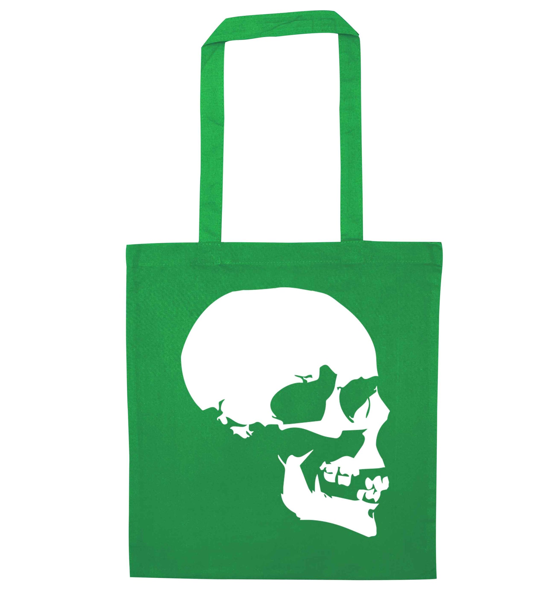Personalised Skull Halloween green tote bag