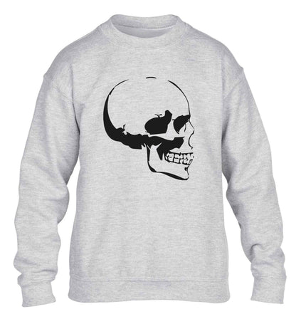 Personalised Skull Halloween children's grey sweater 12-13 Years