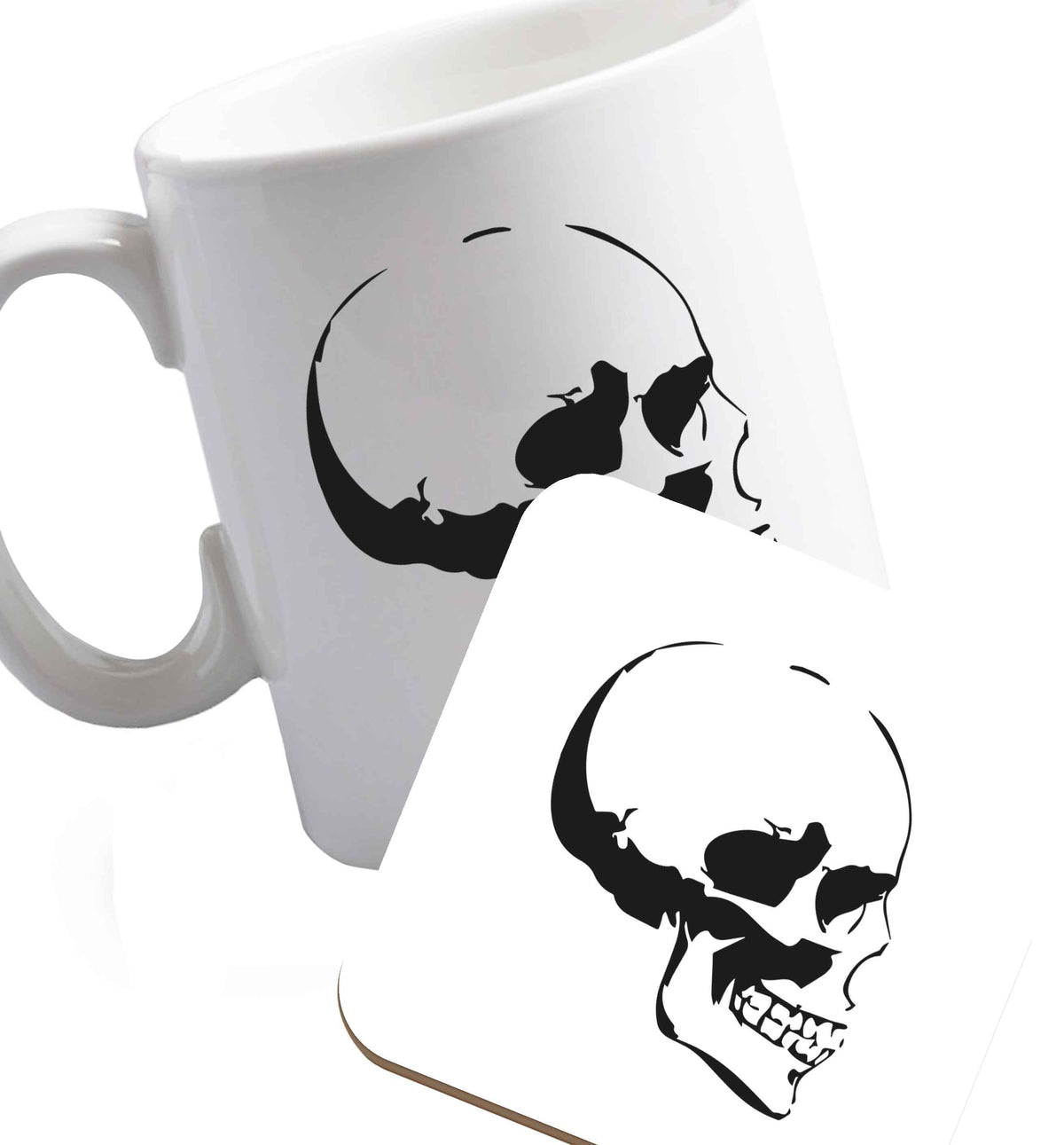 10 oz Favourite Type Pan Pancake ceramic mug and coaster set right handed