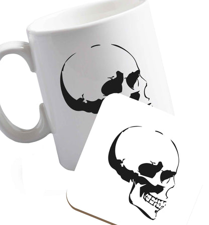 10 oz Favourite Type Pan Pancake ceramic mug and coaster set right handed