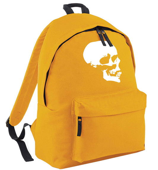 Personalised Skull Halloween mustard adults backpack
