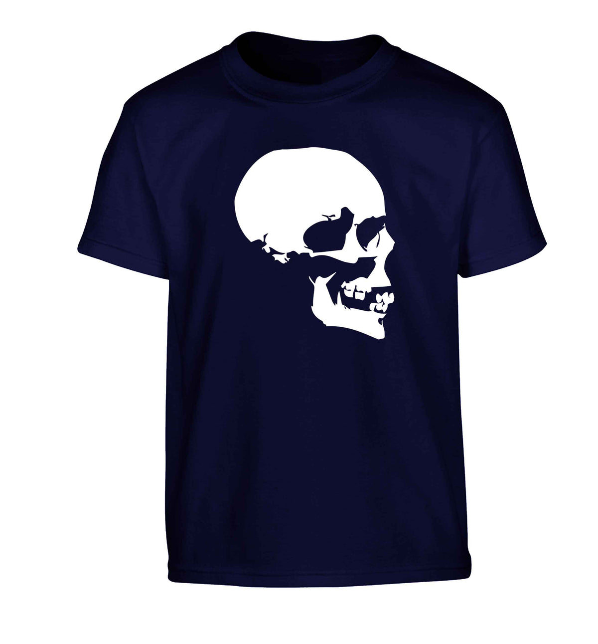 Personalised Skull Halloween Children's navy Tshirt 12-13 Years