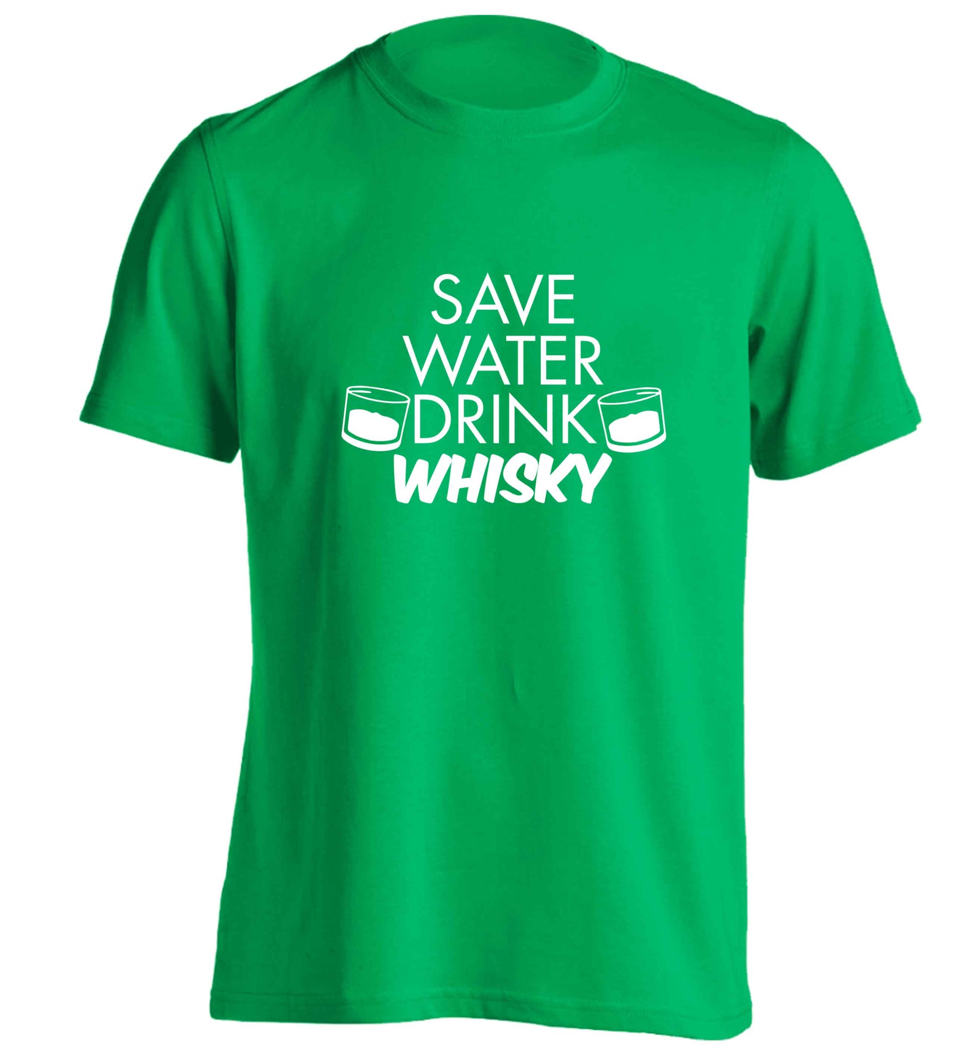 Save water drink whisky adults unisex green Tshirt 2XL