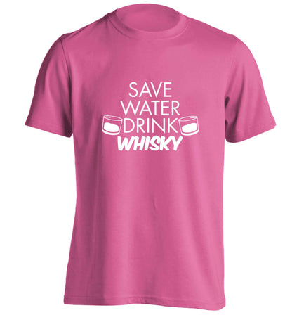 Save water drink whisky adults unisex pink Tshirt 2XL