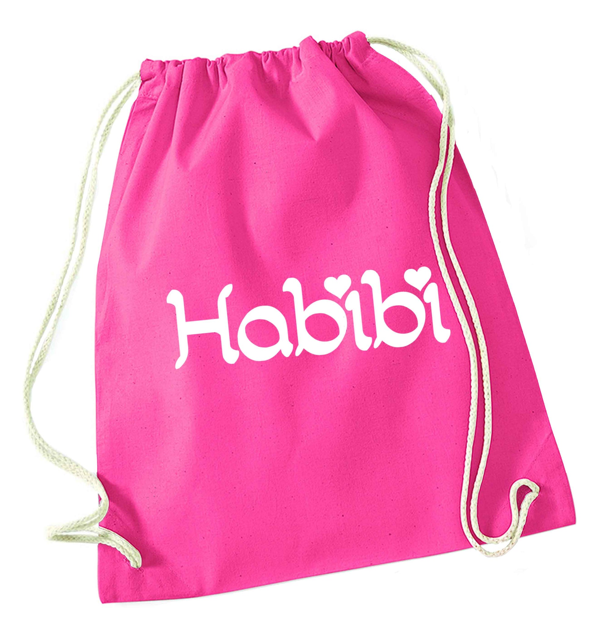 Habibi pink drawstring bag