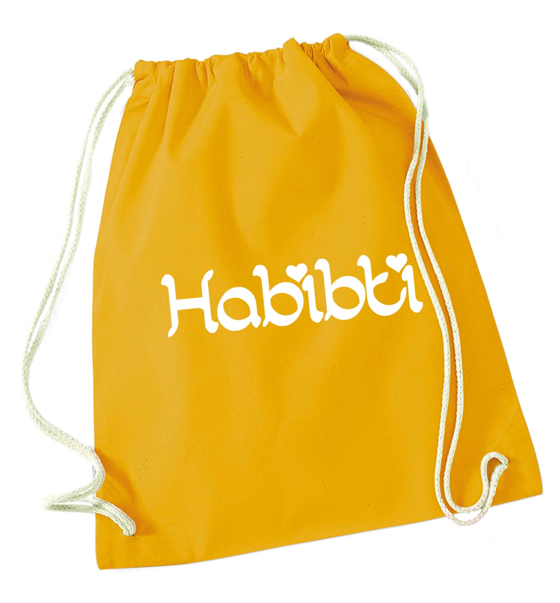 Habibiti mustard drawstring bag
