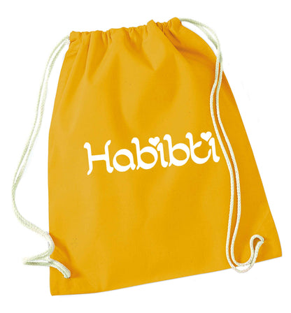 Habibiti mustard drawstring bag