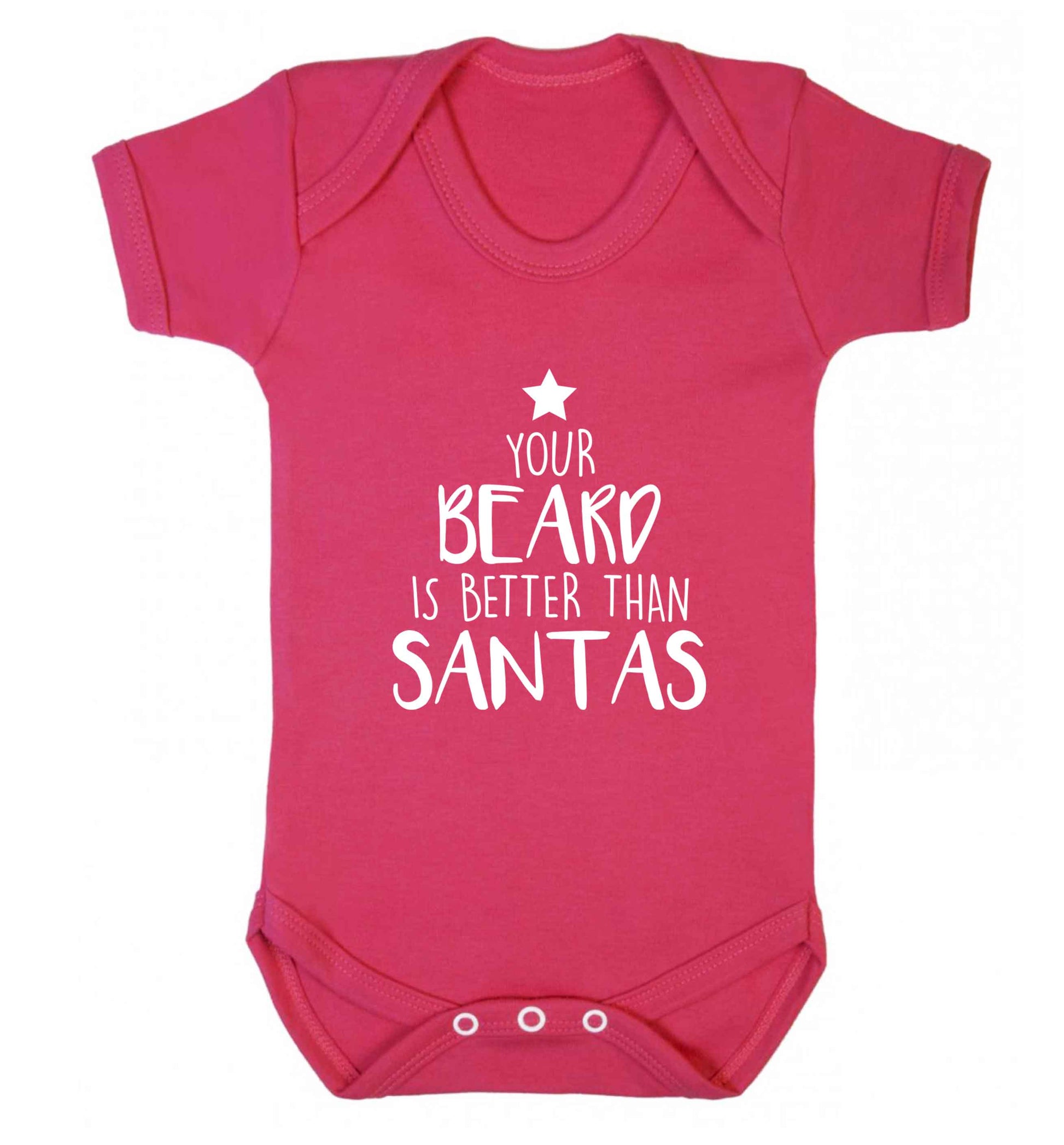 Your Beard Better than Santas baby vest dark pink 18-24 months