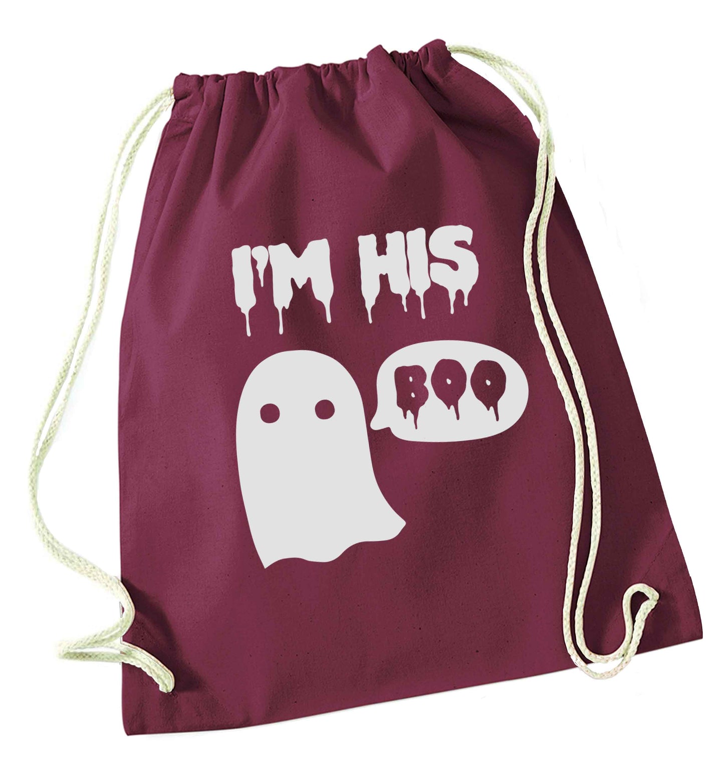 I'm his boo maroon drawstring bag