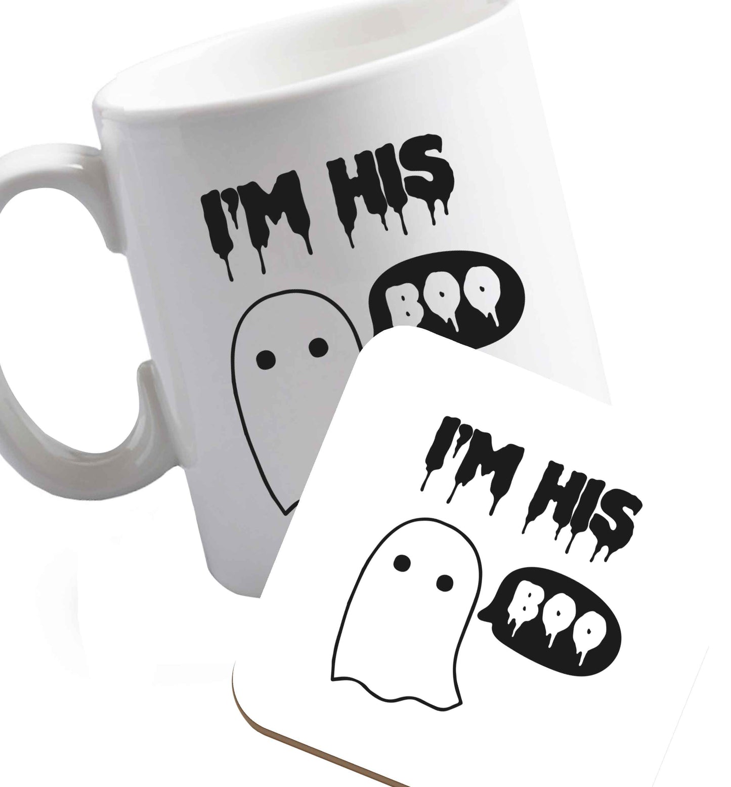 10 oz Favourite Type Pan Pancake ceramic mug and coaster set right handed