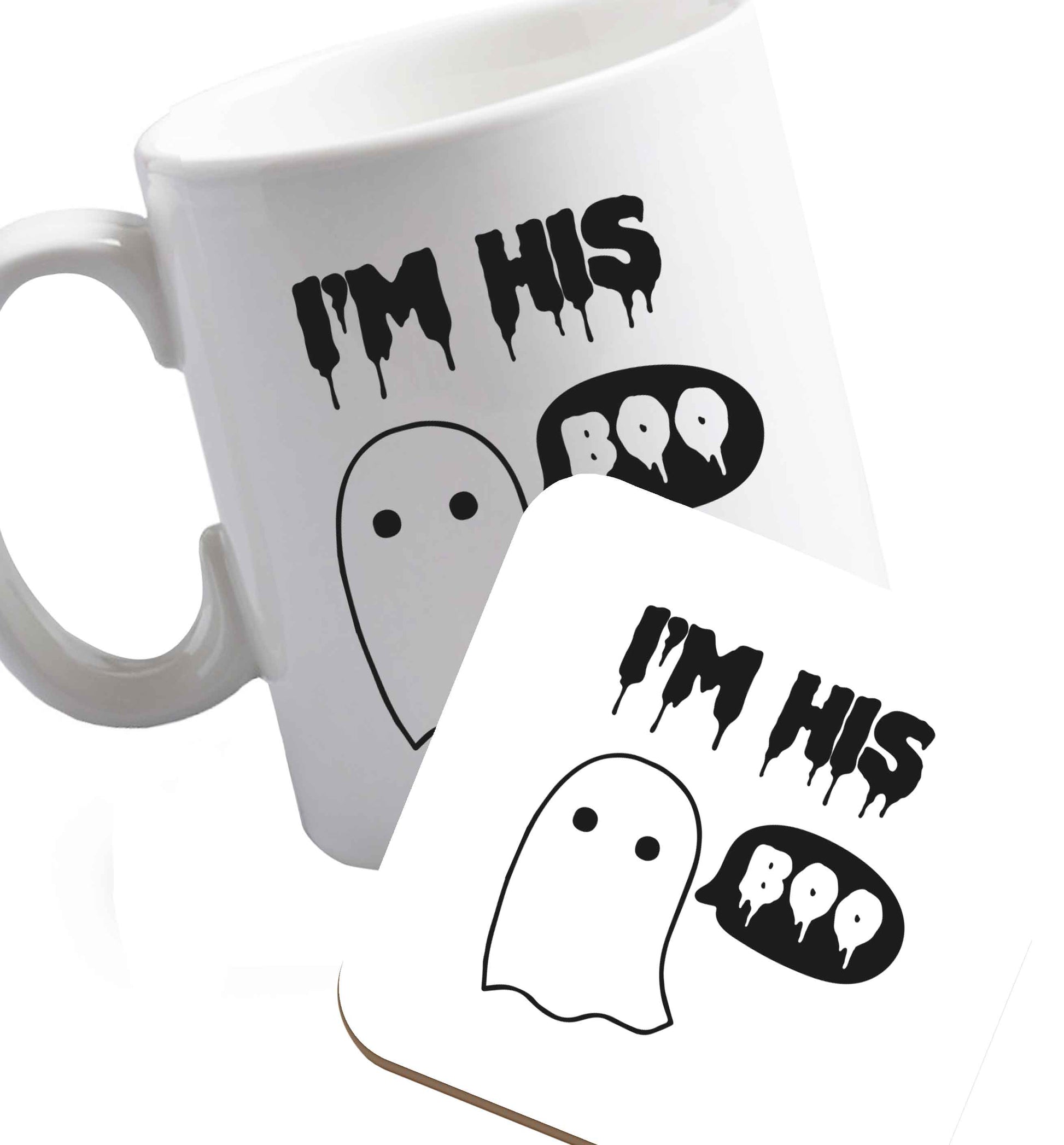 10 oz Favourite Type Pan Pancake ceramic mug and coaster set right handed