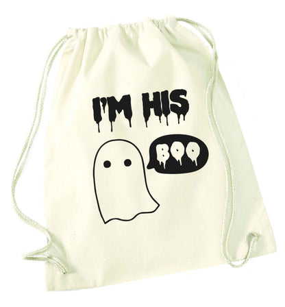 I'm his boo natural drawstring bag