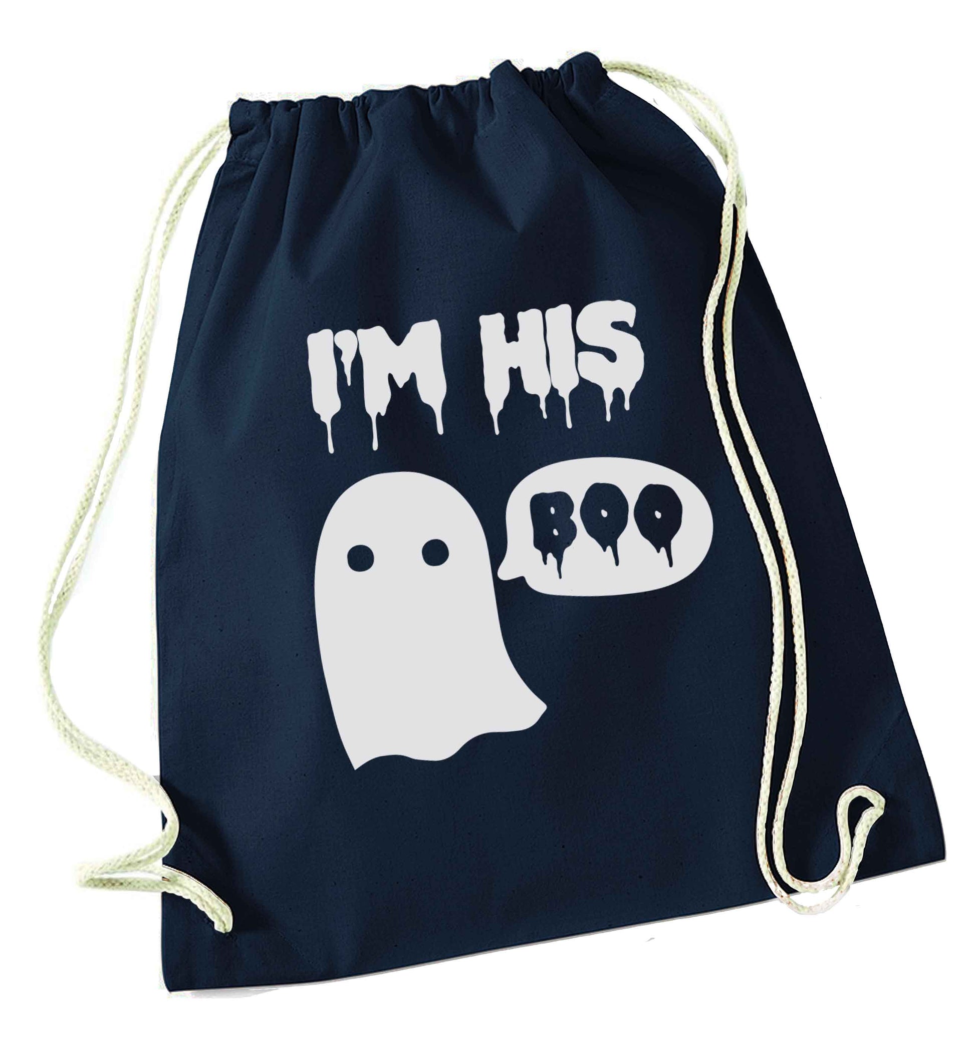 I'm his boo navy drawstring bag