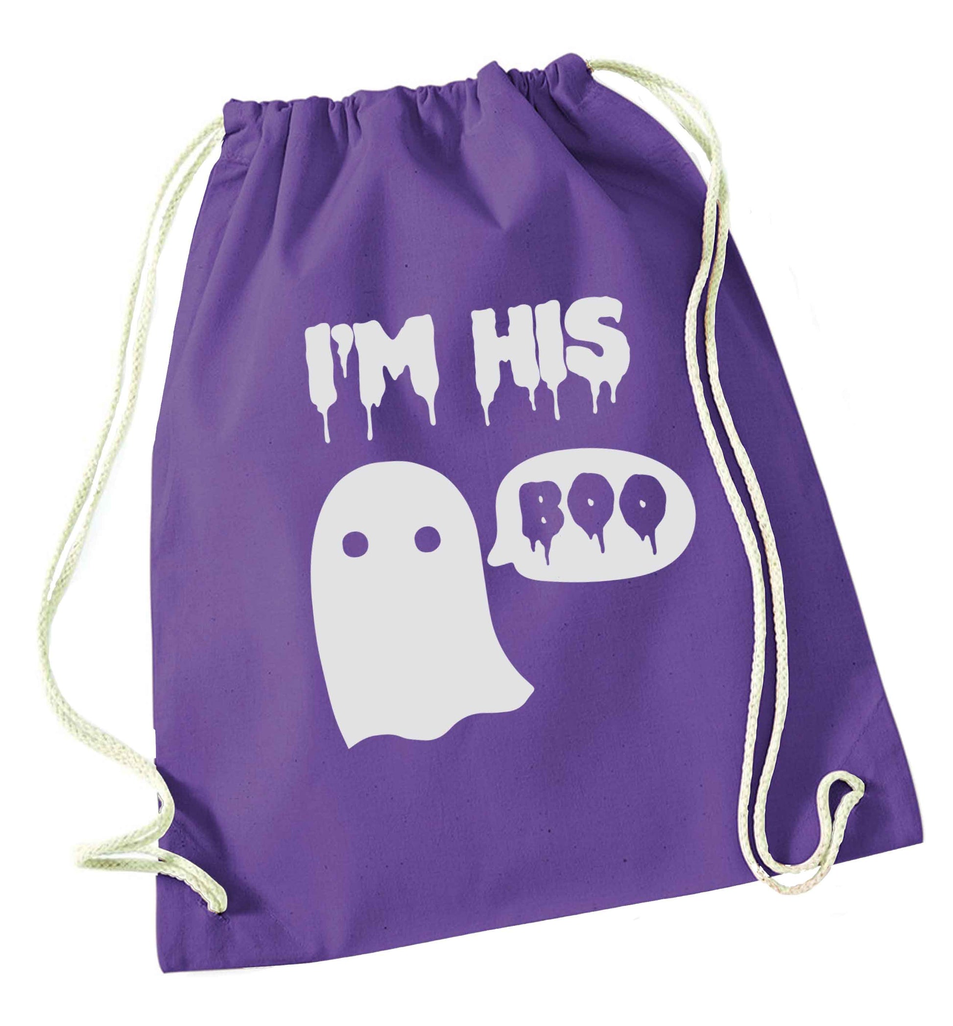 I'm his boo purple drawstring bag