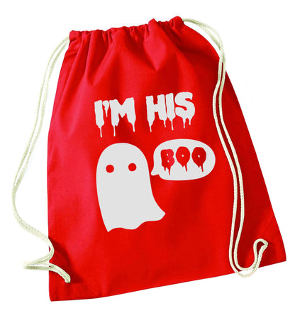 I'm his boo red drawstring bag 