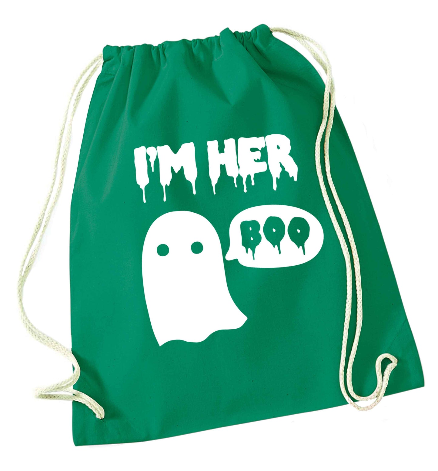 I'm her boo green drawstring bag