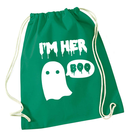 I'm her boo green drawstring bag