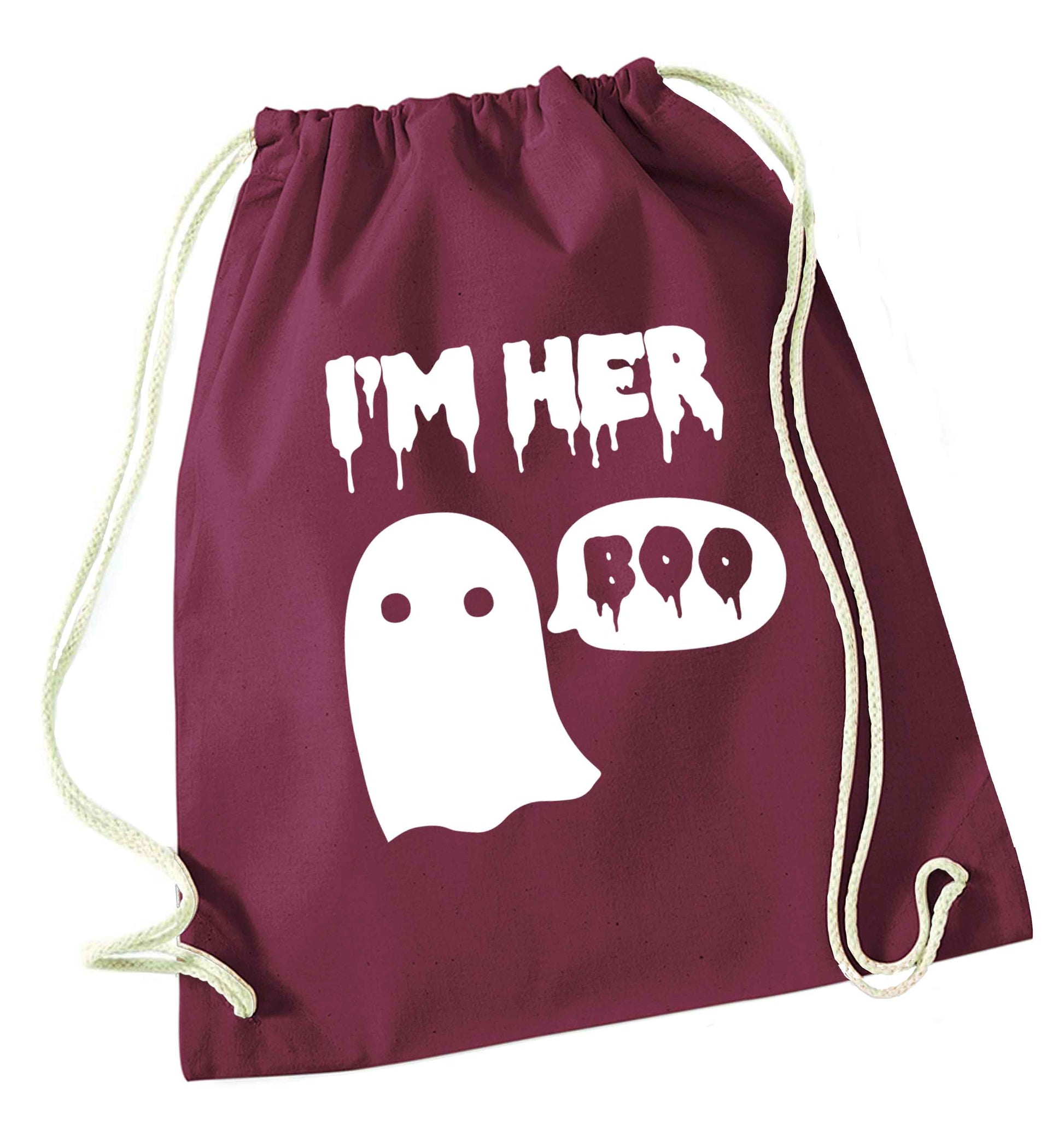 I'm her boo maroon drawstring bag