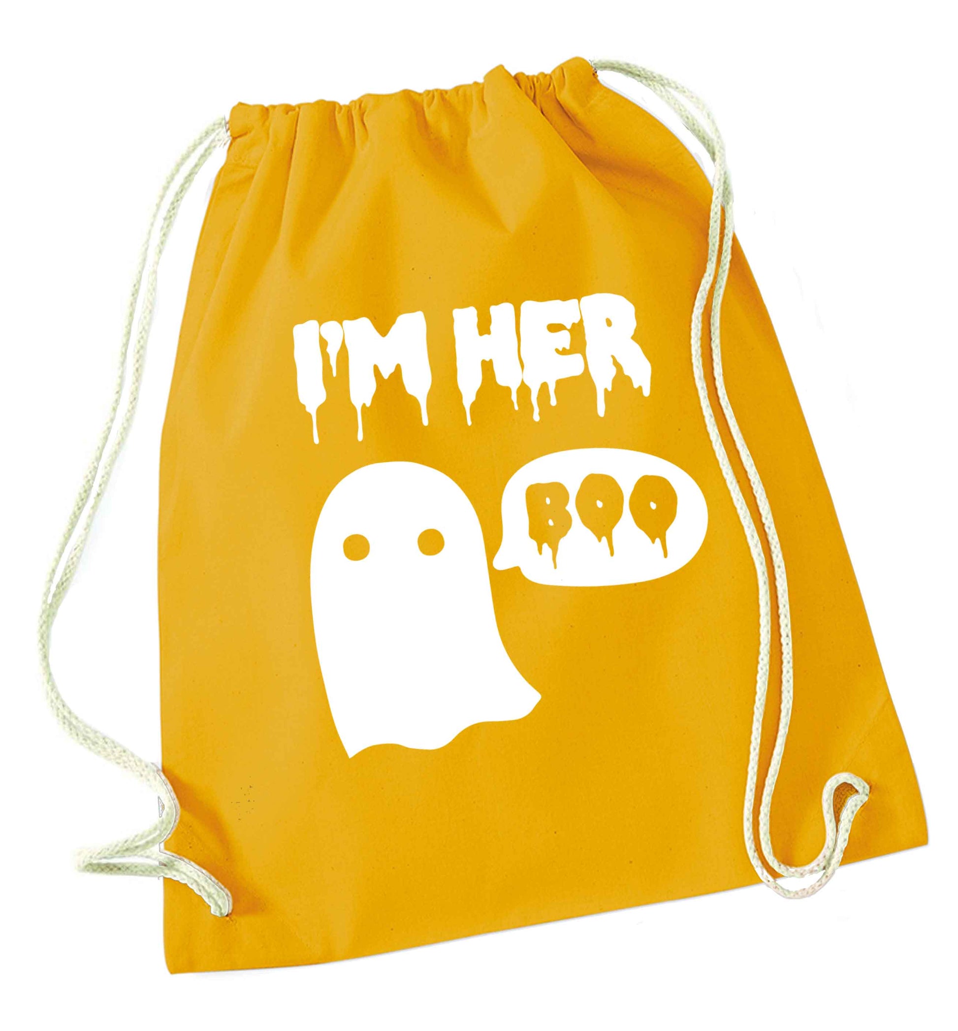 I'm her boo mustard drawstring bag