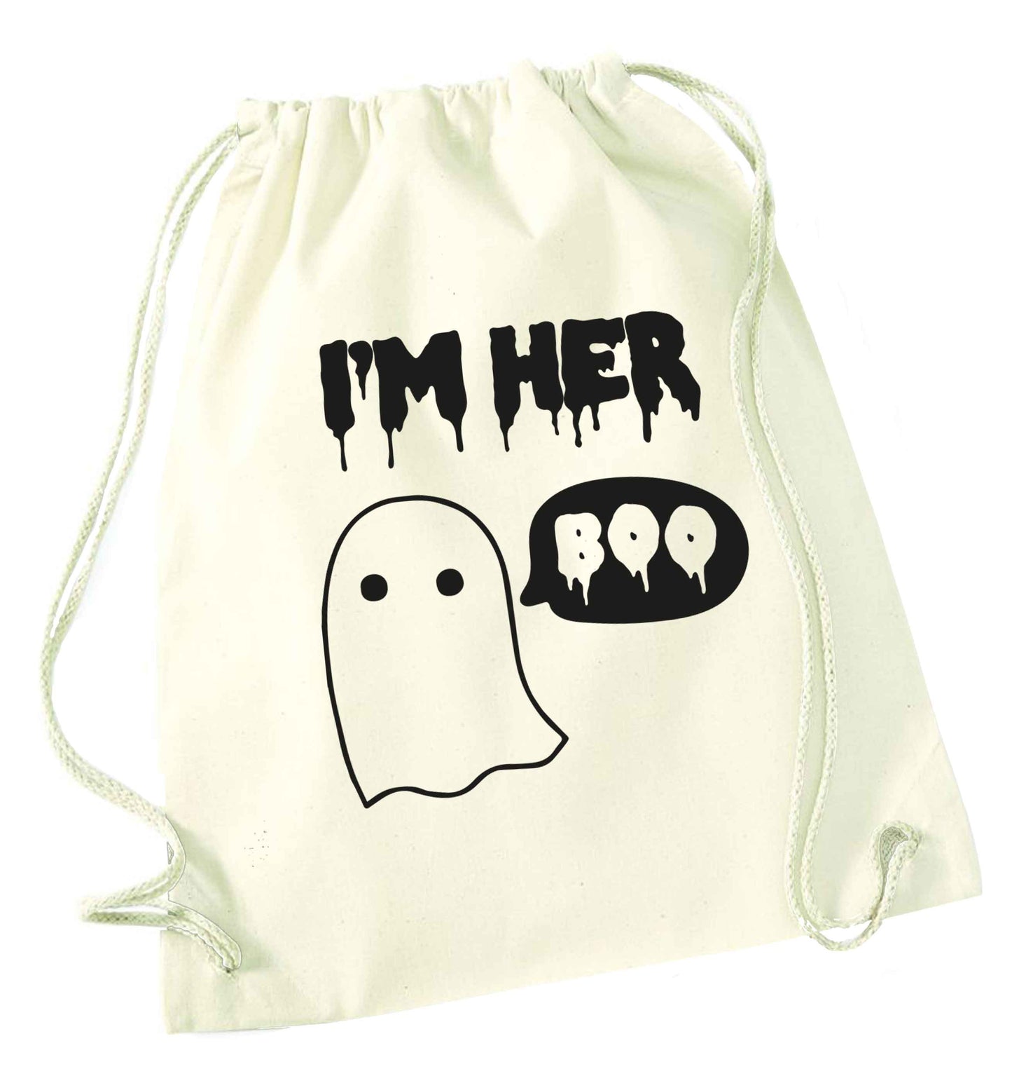 I'm her boo natural drawstring bag