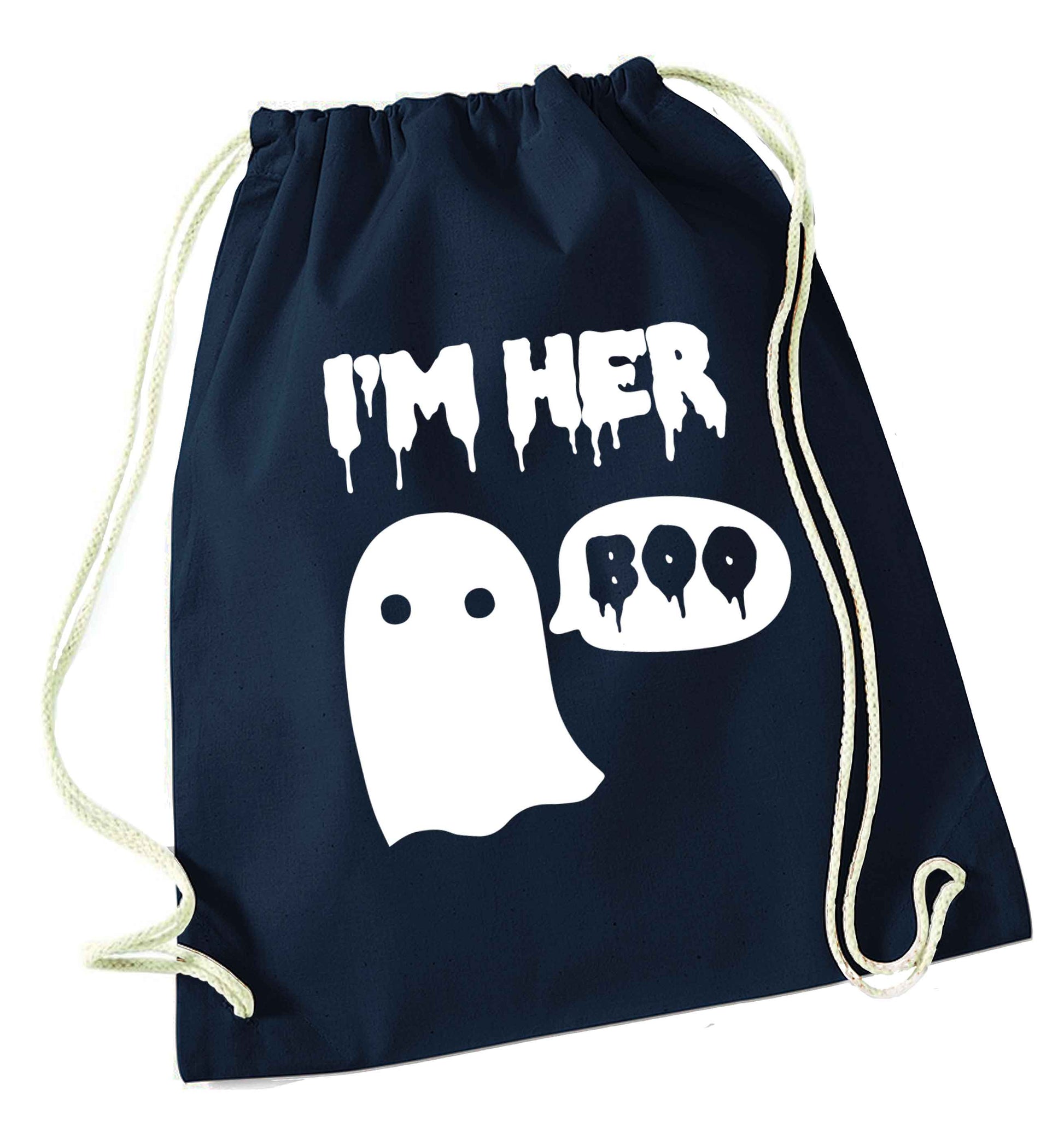 I'm her boo navy drawstring bag