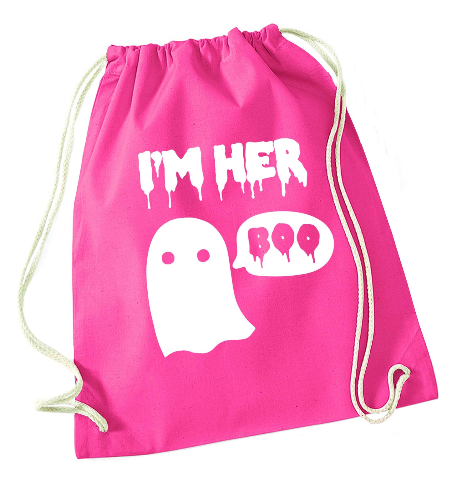 I'm her boo pink drawstring bag