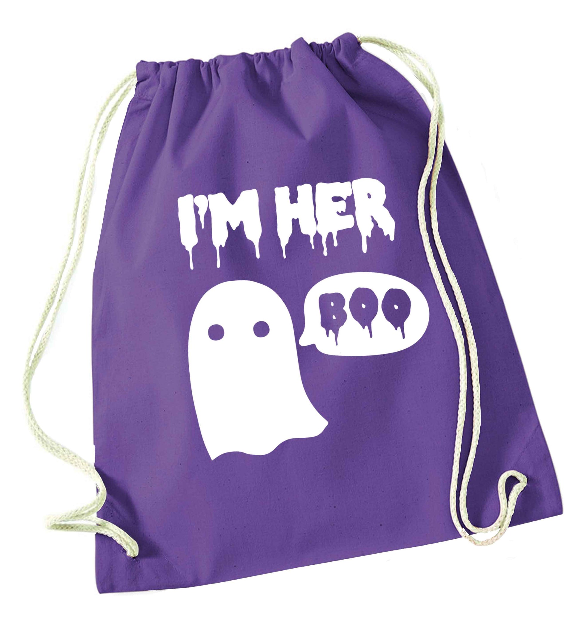 I'm her boo purple drawstring bag