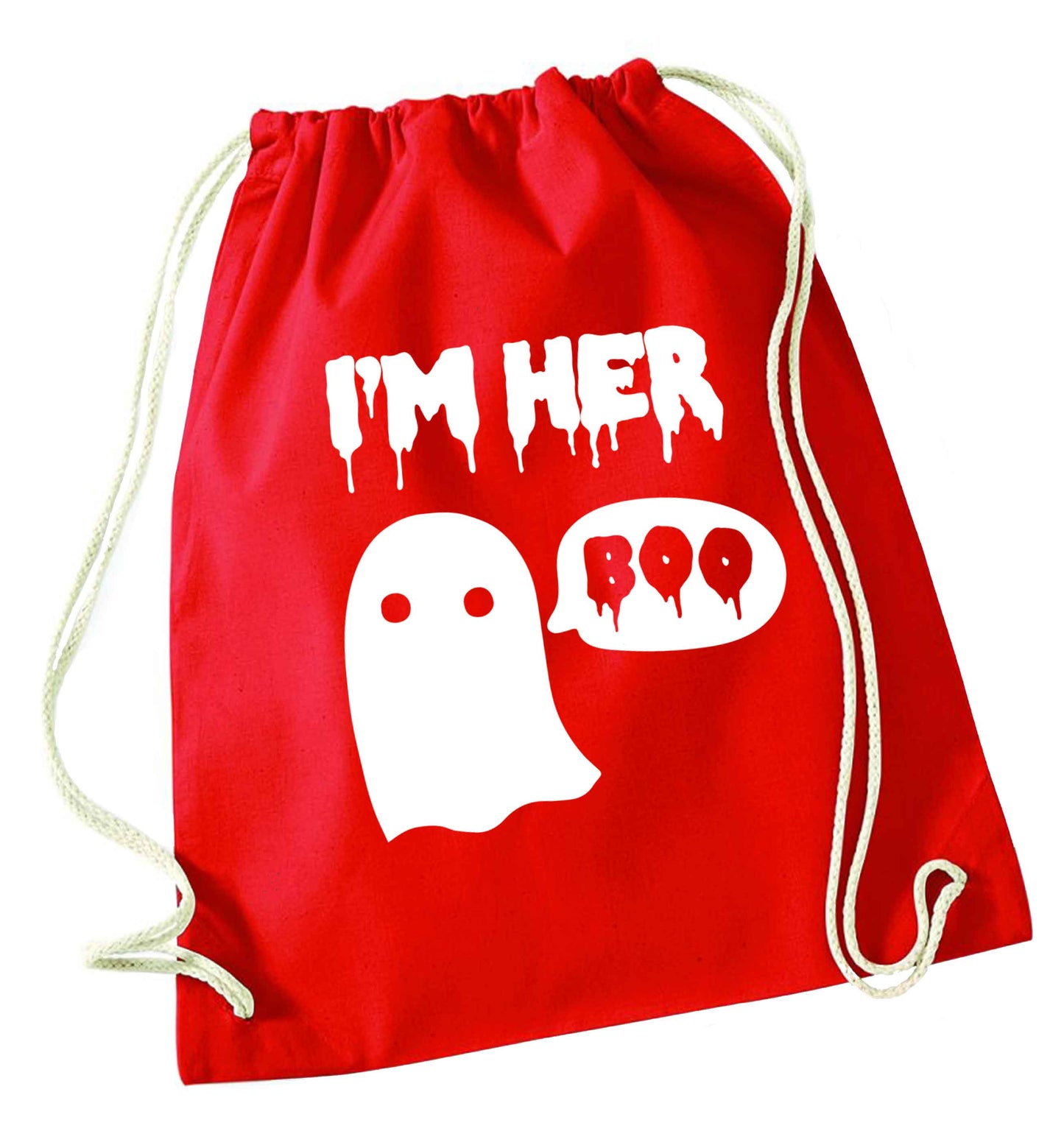 I'm her boo red drawstring bag 