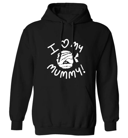 I love my mummy halloween pun adults unisex black hoodie 2XL