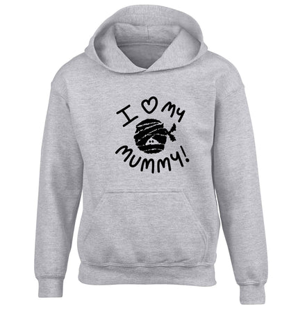 I love my mummy halloween pun children's grey hoodie 12-13 Years
