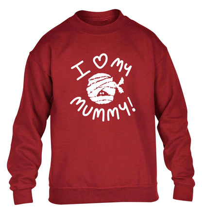 I love my mummy halloween pun children's grey sweater 12-13 Years