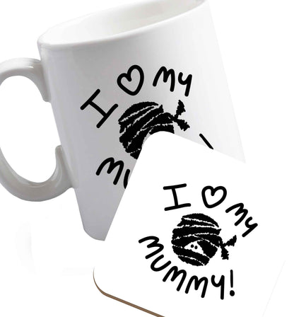 10 oz Favourite Type Pan Pancake ceramic mug and coaster set right handed