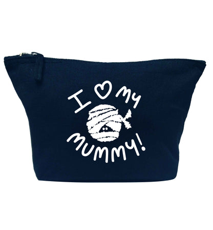 I love my mummy halloween pun navy makeup bag