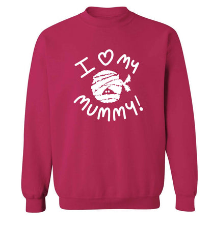 I love my mummy halloween pun adult's unisex pink sweater 2XL