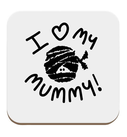 I love my mummy halloween pun set of four coasters