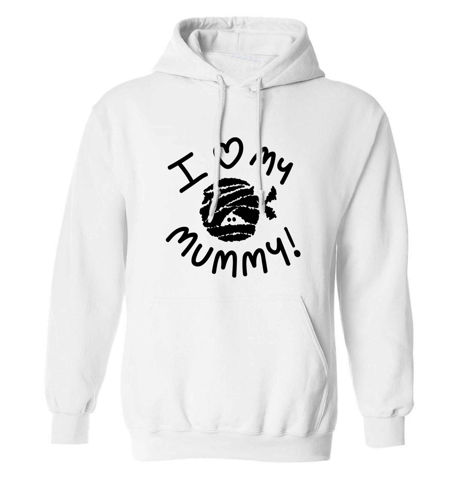 I love my mummy halloween pun adults unisex white hoodie 2XL