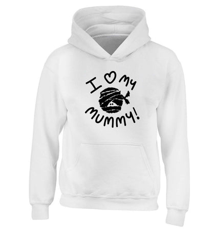 I love my mummy halloween pun children's white hoodie 12-13 Years