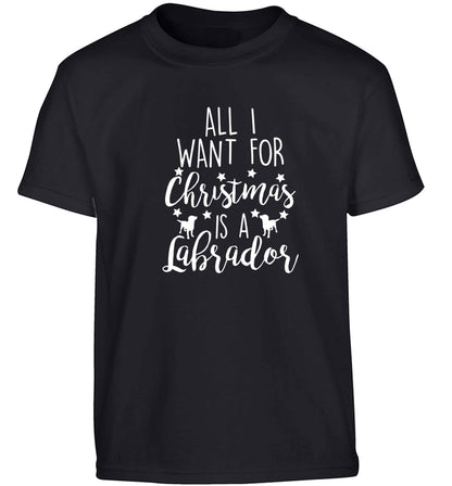 All I want for Christmas is a labrador Children's black Tshirt 12-13 Years