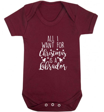 All I want for Christmas is a labrador baby vest maroon 18-24 months