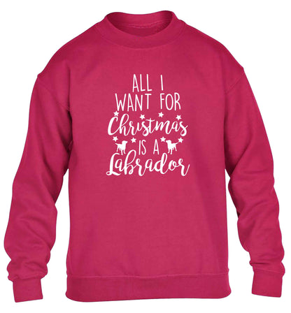 All I want for Christmas is a labrador children's pink sweater 12-13 Years