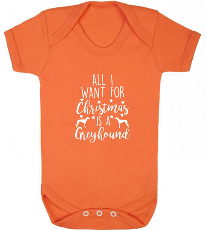 All I want for Christmas is a greyhound baby vest orange 18-24 months