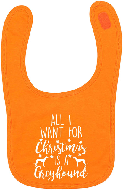 All I want for Christmas is a greyhound orange baby bib