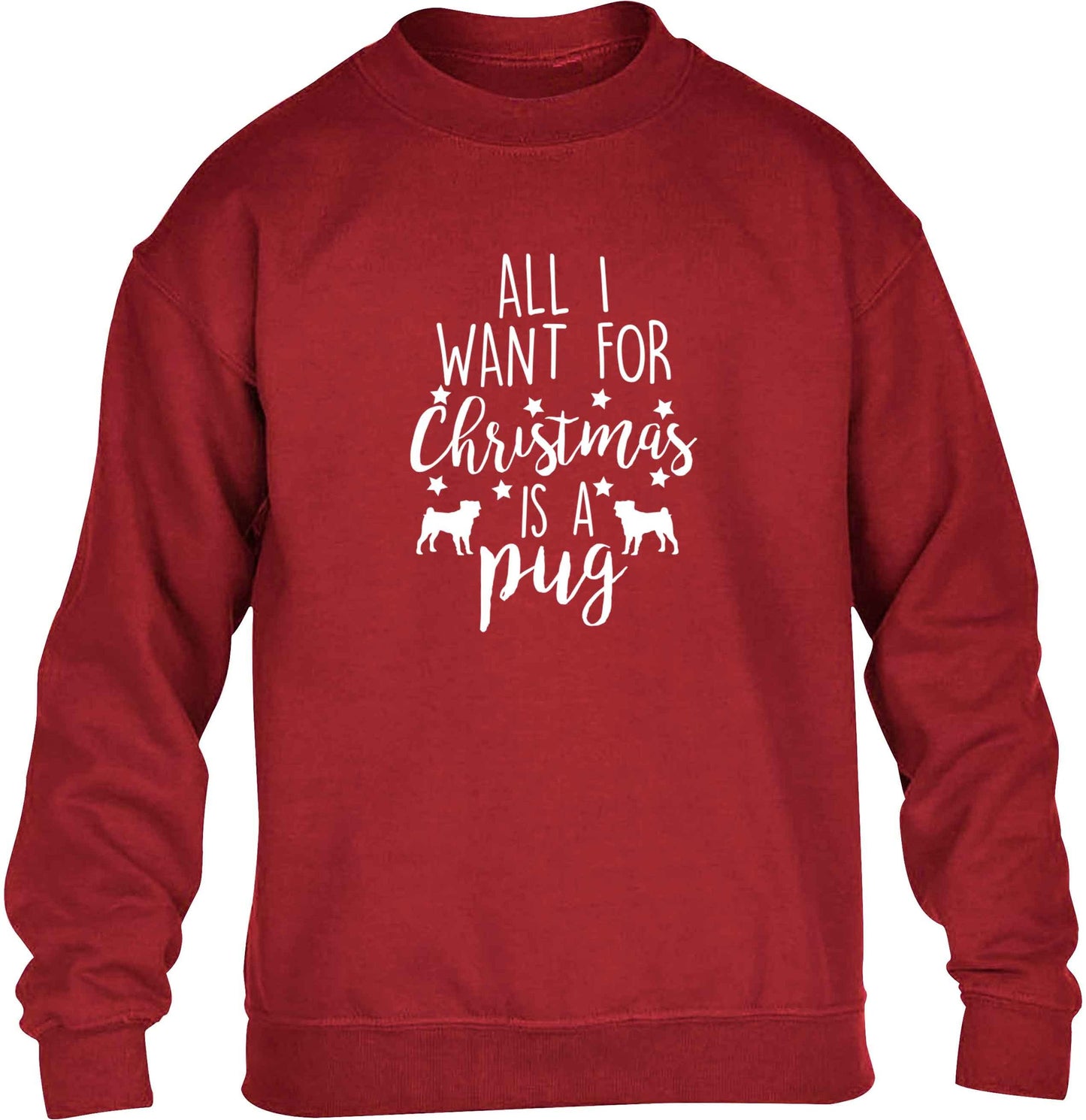 All I want for Christmas is a pug children's grey sweater 12-13 Years