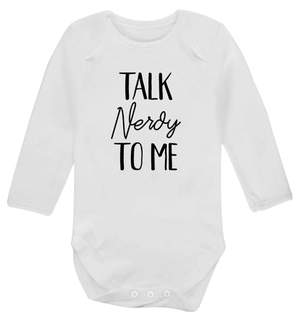 Talk nerdy to me baby vest long sleeved white 6-12 months