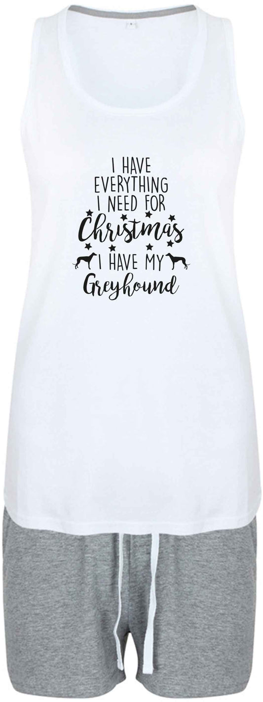 I have everything I need for Christmas I have my greyhound size XL women's pyjama shorts set in pink 