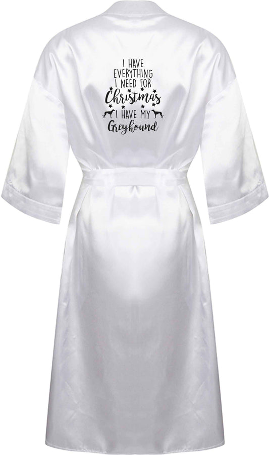 I have everything I need for Christmas I have my greyhound XL/XXL white ladies dressing gown size 16/18