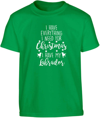 I have everything I need for Christmas I have my labrador Children's green Tshirt 12-13 Years