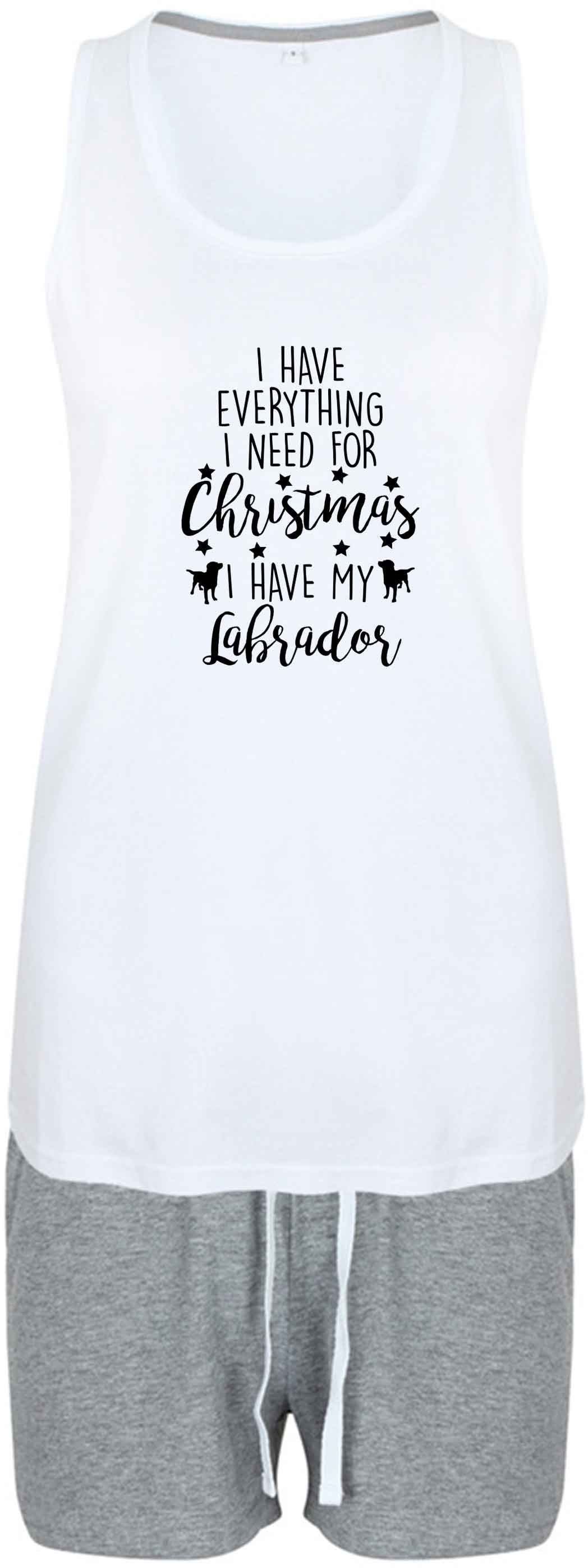 I have everything I need for Christmas I have my labrador size XL women's pyjama shorts set in pink 